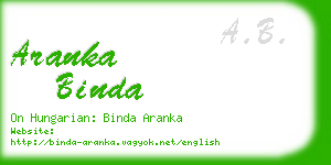 aranka binda business card